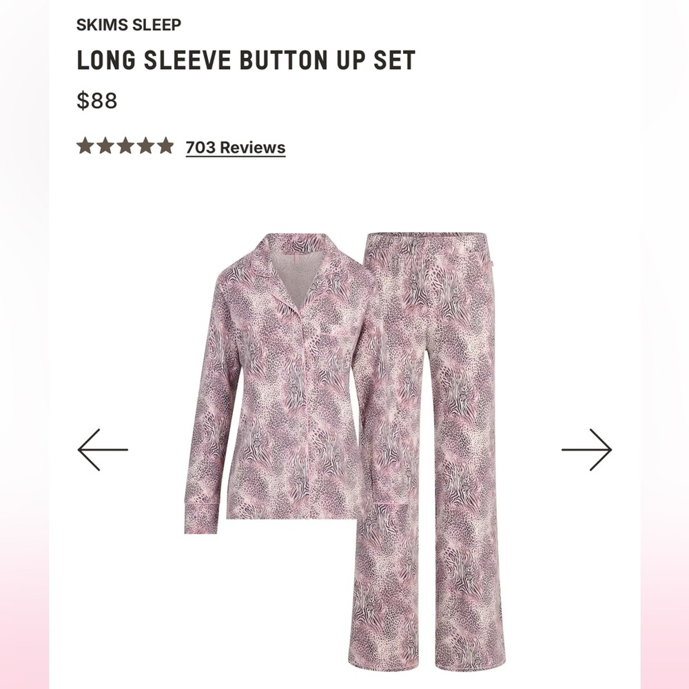 SKIMS LONG SLEEVE BUTTON UP SET Bloom Mini Multi Animal